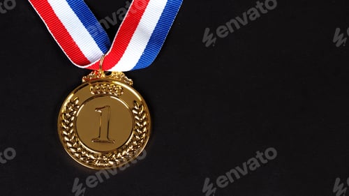 Preview: Gold medal on black background