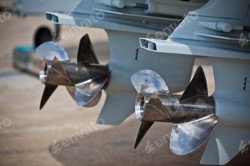 Preview: Close Up of Metal Boat Propellers