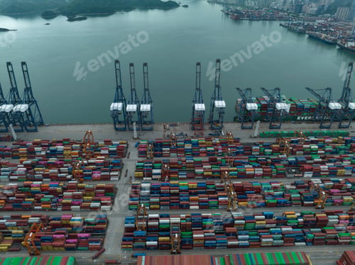 Preview: Aerial view of Yantian port in shenzhen city, China