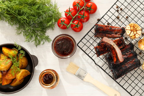 Preview: Tasty fried food - barbecue ribs, tasty fried meat