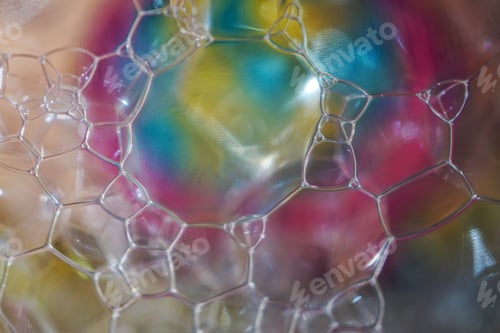Preview: Vibrant, colorful image of a cluster of soap bubbles background
