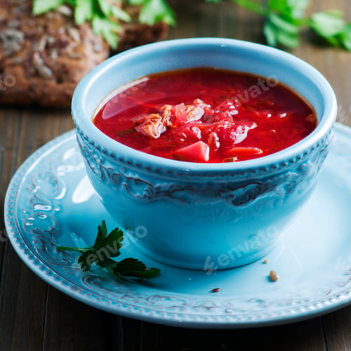 Preview: Traditional russian beetroot soup with parsley