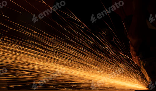 Preview: Sparks from cutting metal with the electric saw