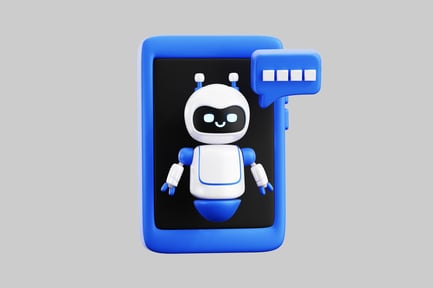 Preview: Chatbot character on blue tablet