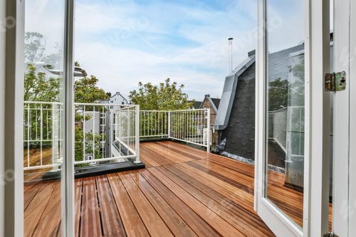 Preview: Delightful wood flooring and white railings