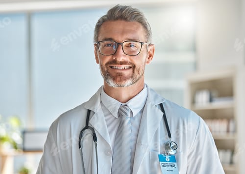 Preview: Doctor, smile and office while working in hospital, clinic or medical facility. Medic, happy and wo