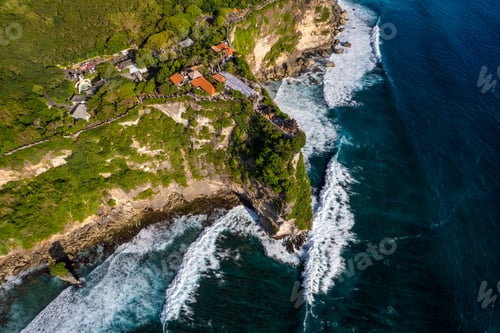 Preview: Aerial photo of Uluwatu temple, tourist and travel site in in Bali, Indonesia