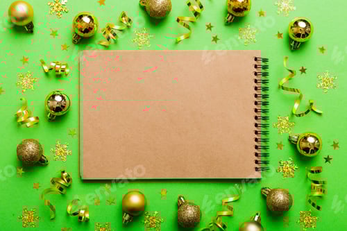 Preview: Christmas blank greeting card mock-up scene. Creative layout made of Christmas toy