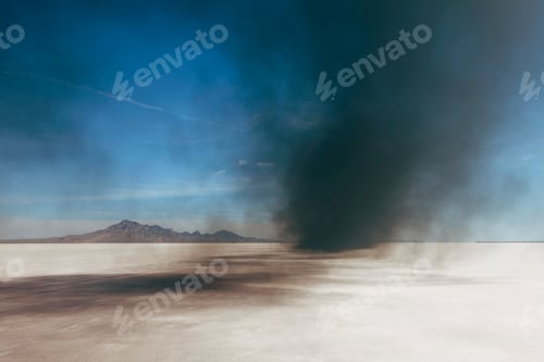 Preview: Black diesel smoke from racing truck on the Bonneville Salt Flats, UT