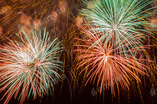 Preview: Colorful red fireworks in the night sky