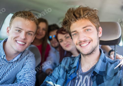 Preview: Young People Having Vacation Enjoying Fun Driving Car