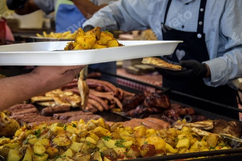 Preview: Street trade delicious food. Close-up. Selective focus.