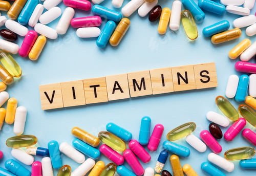 Preview: Health and medicine concept. Different colorful pills for different symptoms, in the middle - the