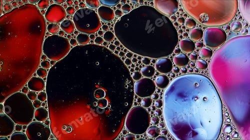 Preview: Abstract Colorful Food Oil Drops Bubbles and spheres Flowing on Water Surface