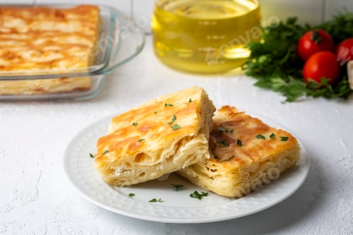 Preview: Delicious Turkish food; Tray pastry; (Turkish name; Su boregi)