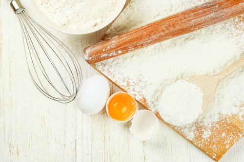 Preview: Baking ingredients on white wooden background
