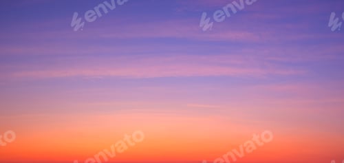 Preview: Beautiful evening sky background with colorful sunset cloud on twilight sky in panoramic view