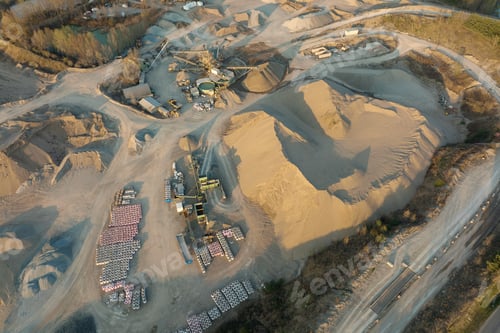 Preview: Aerial view of open pit mine of sandstone materials for construction industry