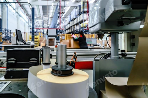 Preview: packaging line - close-up of a labeling machine