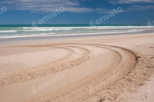 Preview: 4x4 track imprinted in the sand