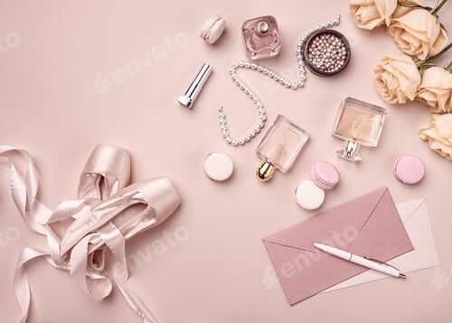 Preview: Vintage still Life with roses and Ballet Shoes