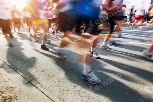 Preview: Marathon runners in motion. Running