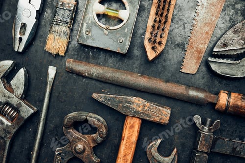 Preview: Hardware tools. Mechanic tools for maintenance. Tools to fix. Technical background. Handyman's tool