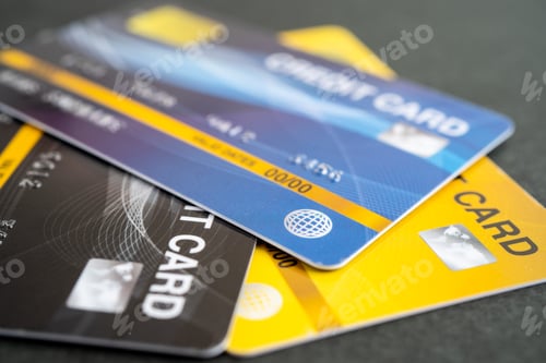 Preview: Credit card model on chart and graph paper. Finance development, Banking Account, Statistics,