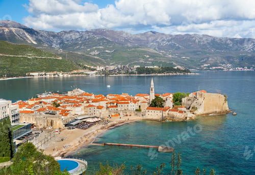 Preview: Aerial view of Budva Old Town, Montenegro