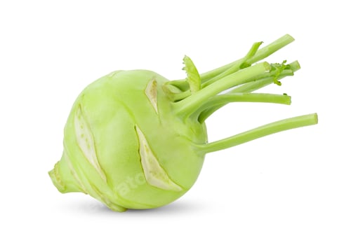 Preview: Fresh kohlrabi with green leaves on isolated white