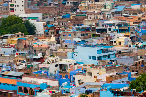 Preview: Aerial view of Jodhpur Blue City. Jodphur, Rajasthan, India