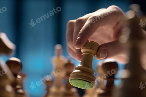 Preview: Man moving a piece on the chessboard