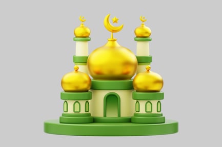 Preview: Three-domed structure with green base and white walls