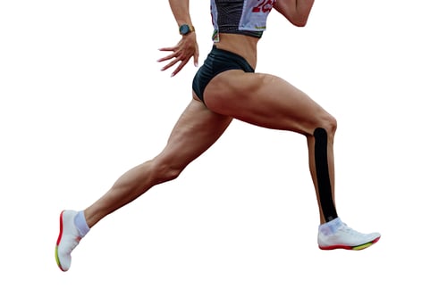 Preview: close-up female runner sprinter running track stadium isolated on white background