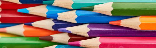 Preview: Panoramic shot of color wooden pencils with sharpened ends
