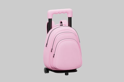 Preview: Pink rolling backpack with handle
