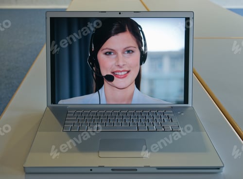 Preview: Businesswoman displayed on laptop screen