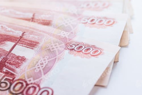 Preview: Five thousand ruble notes stacked closeup