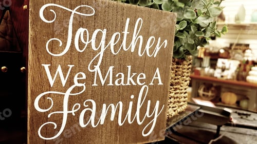 Preview: Wooden board with words “Together we make a family”