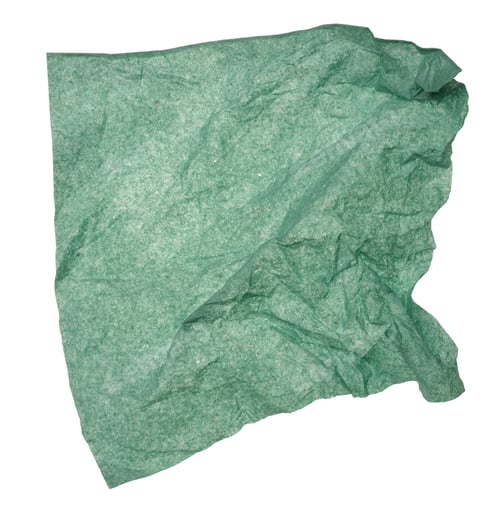 Preview: Green crumpled paper napkin on isolated background