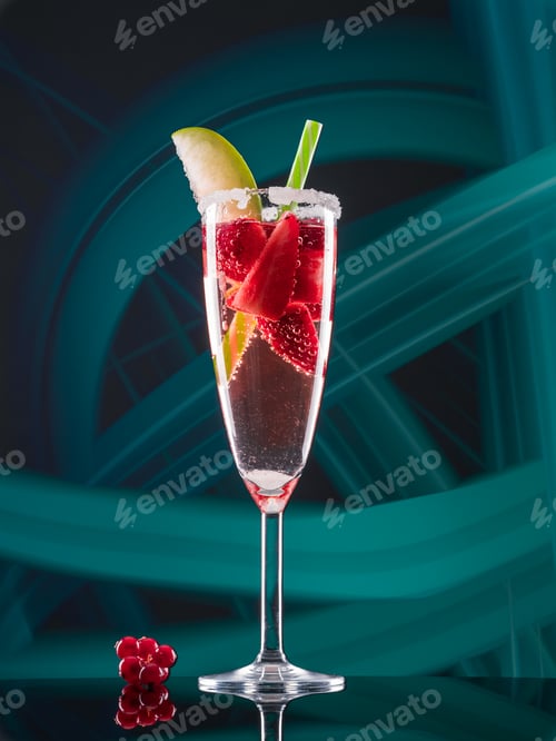 Preview: Glass with drink and berries