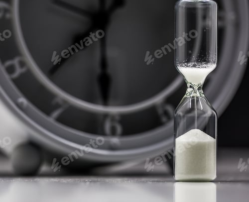 Preview: table clock with sand closeup