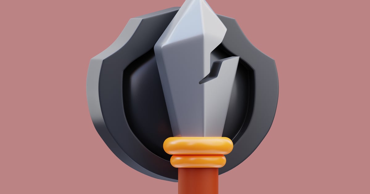 Pointed shield with torch emblem 3D, Incl. black & center - Envato