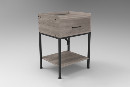 Preview: Industrial Side Table with Power Outlet 100
