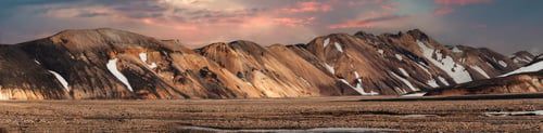Preview: Landscape of volcanic mountain range with sunset sky on summer at Landmannalaugar