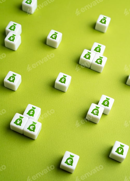 Preview: Blocks with symbols of different world currencies.