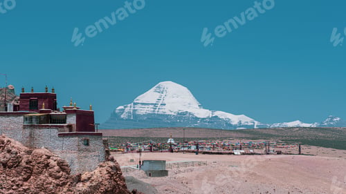 Preview: Beautiful shot of Mount Kailash in the distance in Tibet