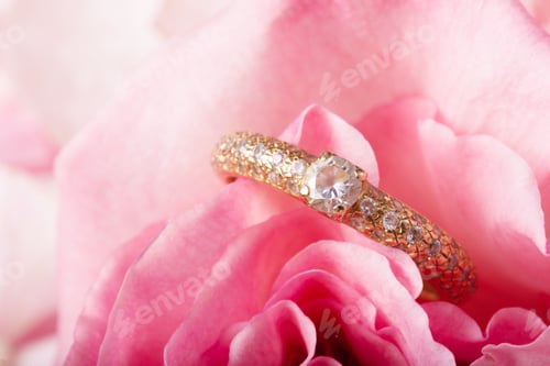 Preview: engagement ring on natural romantic background