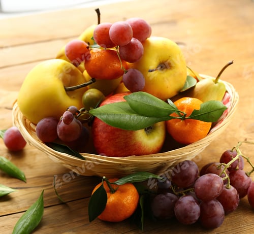 Preview: fresh fruits in a basket on the table