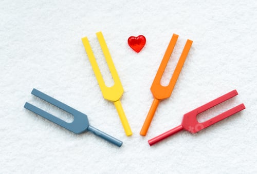 Preview: Colorful metal tuning forks for acutonic session and sound healing